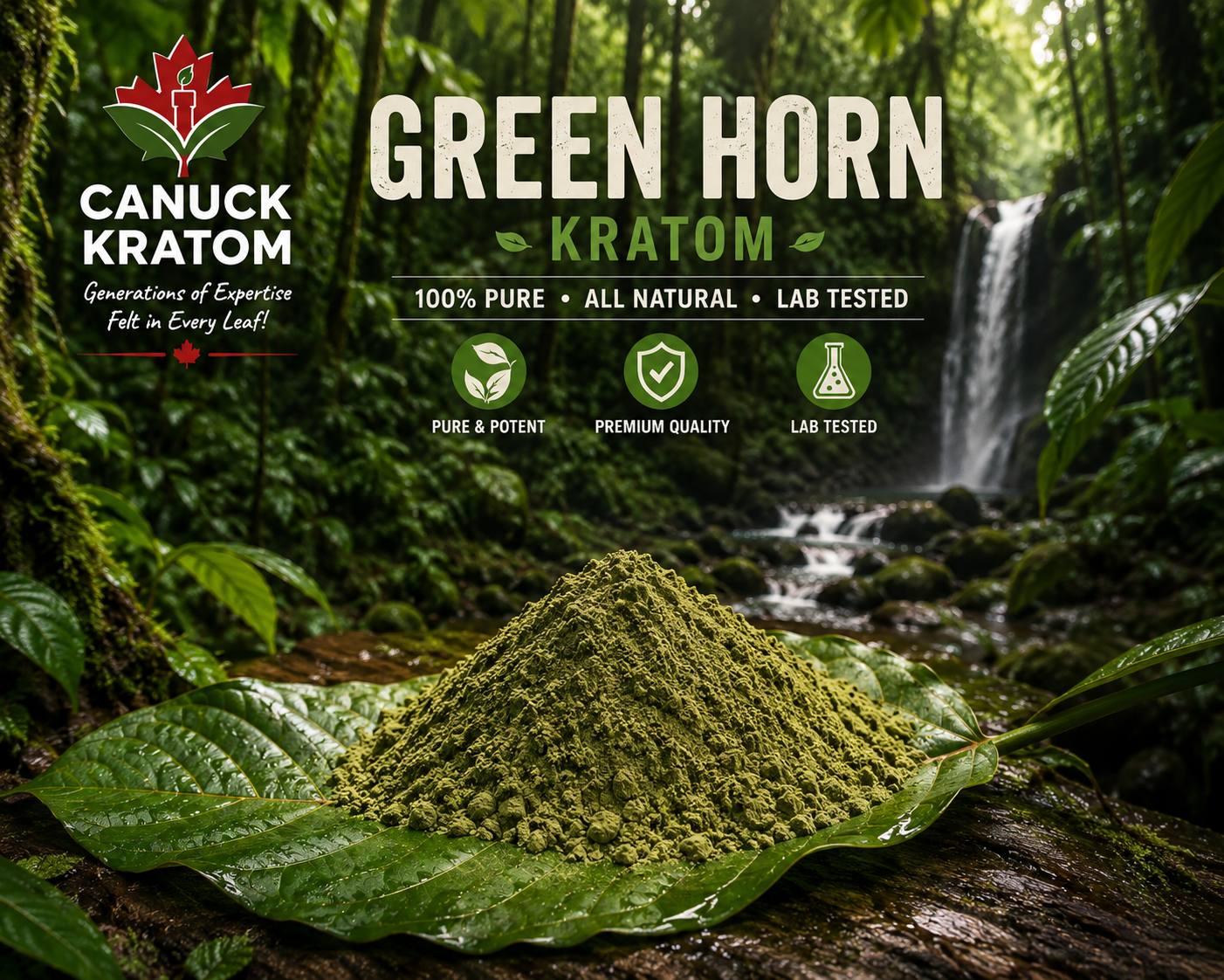 Premium Green Horn Kratom Canada – Indonesian Kratom powder stocked and packaged in Canada