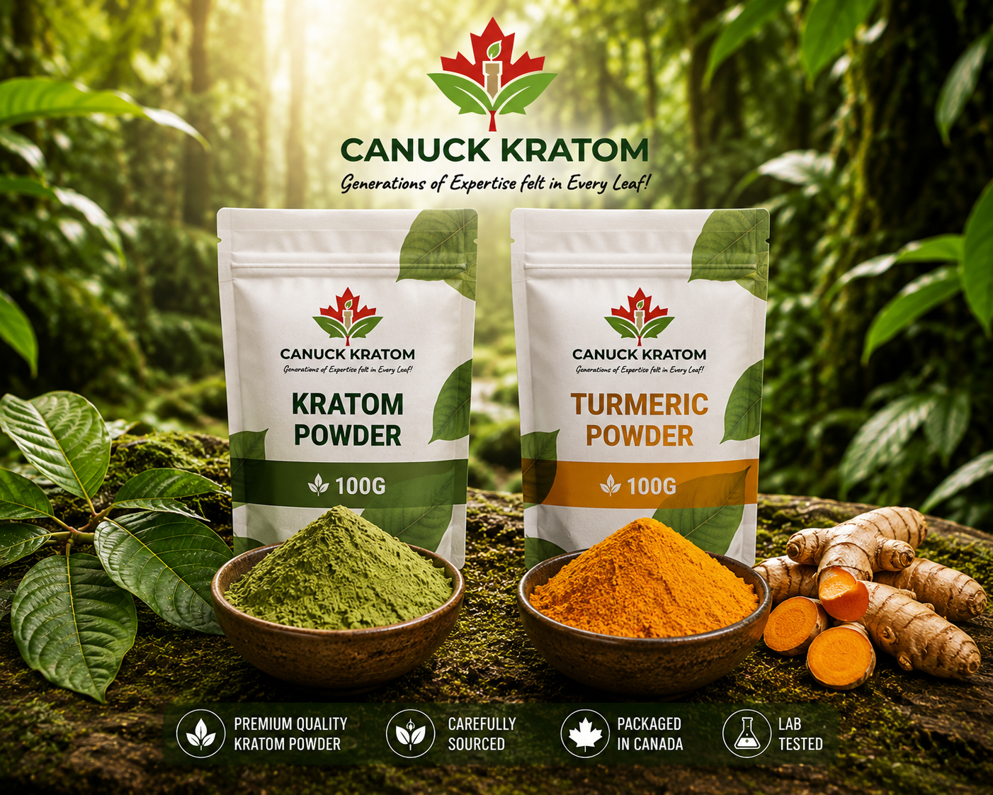 Kratom & Turmeric 100G Each - Canuck Kratom