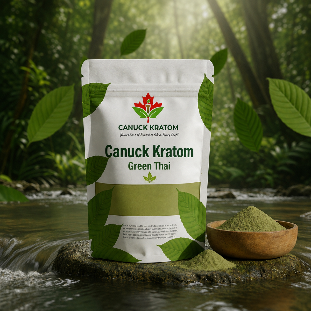 Green Thai Kratom Canada – premium finely ground Green Thai kratom powder from Canuck Kratom